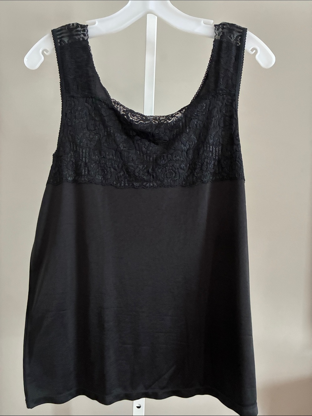 Cuddl Duds Black Lace-Panel Sleep Tank